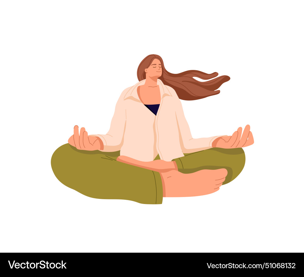Young woman meditating in lotus pose happy girl Vector Image
