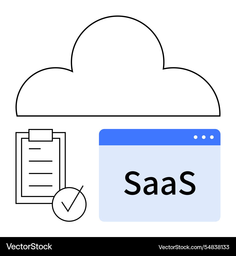 Cloud computing concept with saas checklist Cloud computing concept with saas checklist Vector Image