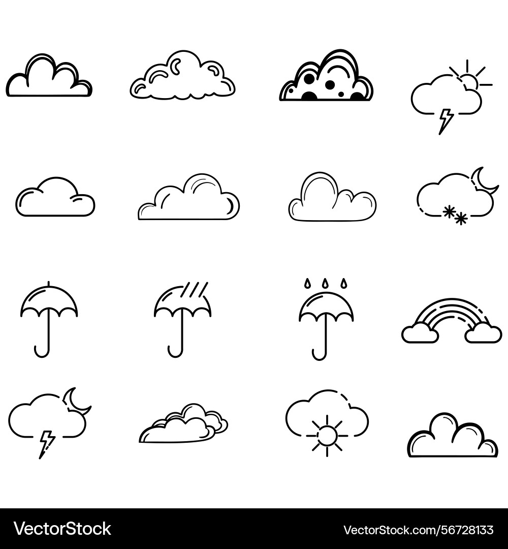 Clouds icons set of in different form vector image