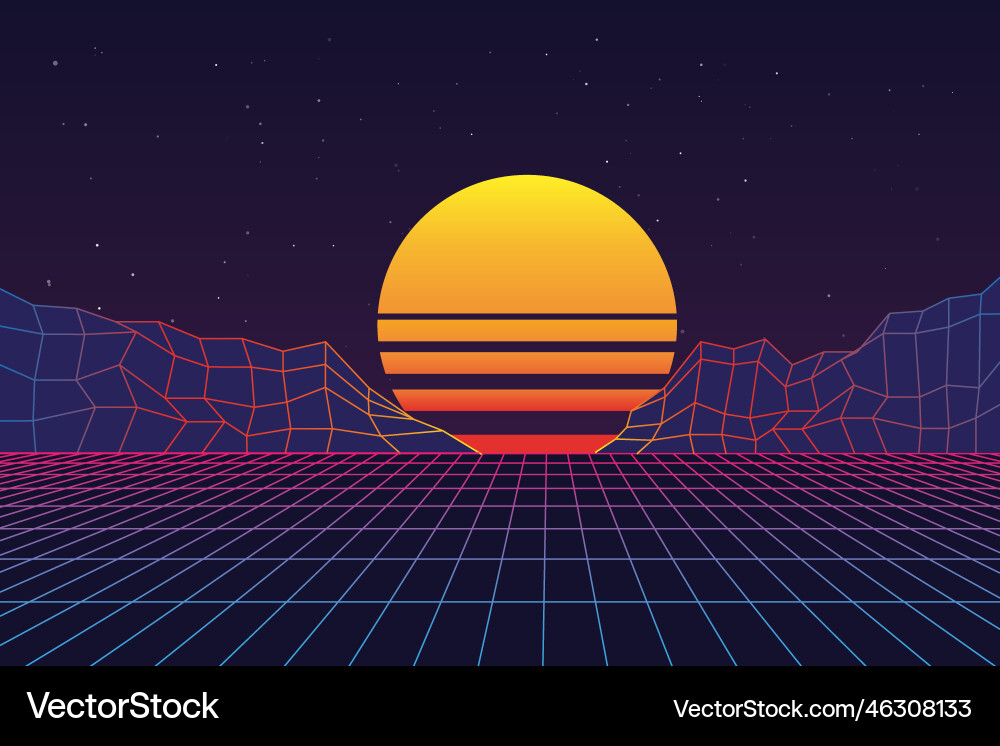 Retro synth game abstract background futuristic Retro synth game abstract background futuristic vector image
