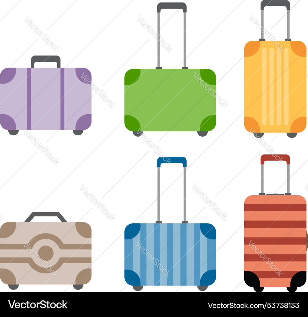 Set of travel bags and suitcases with telescopic Vector Image