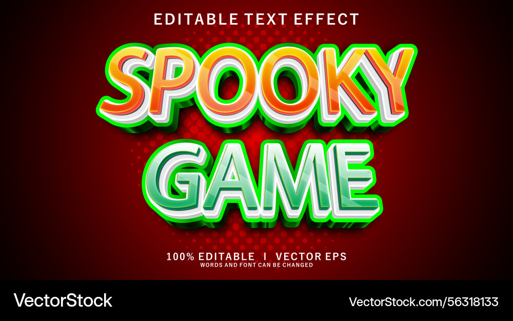 Spooky game 3d text effect with modern style Spooky game 3d text effect with modern style vector image
