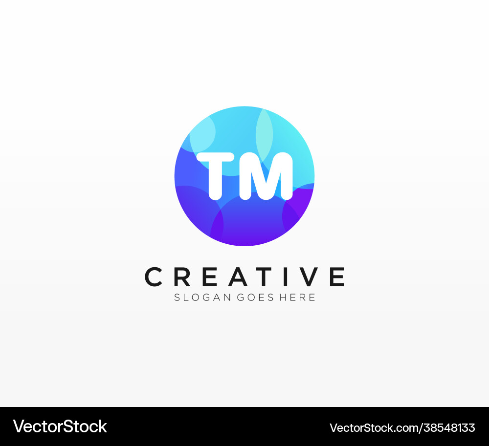 TM Initial Logo with Colorful Circles vector image