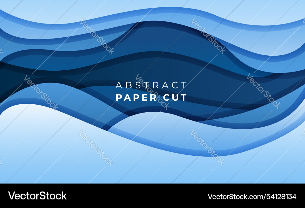 Blue papercut design background with overlap Blue papercut design background with overlap Vector Image