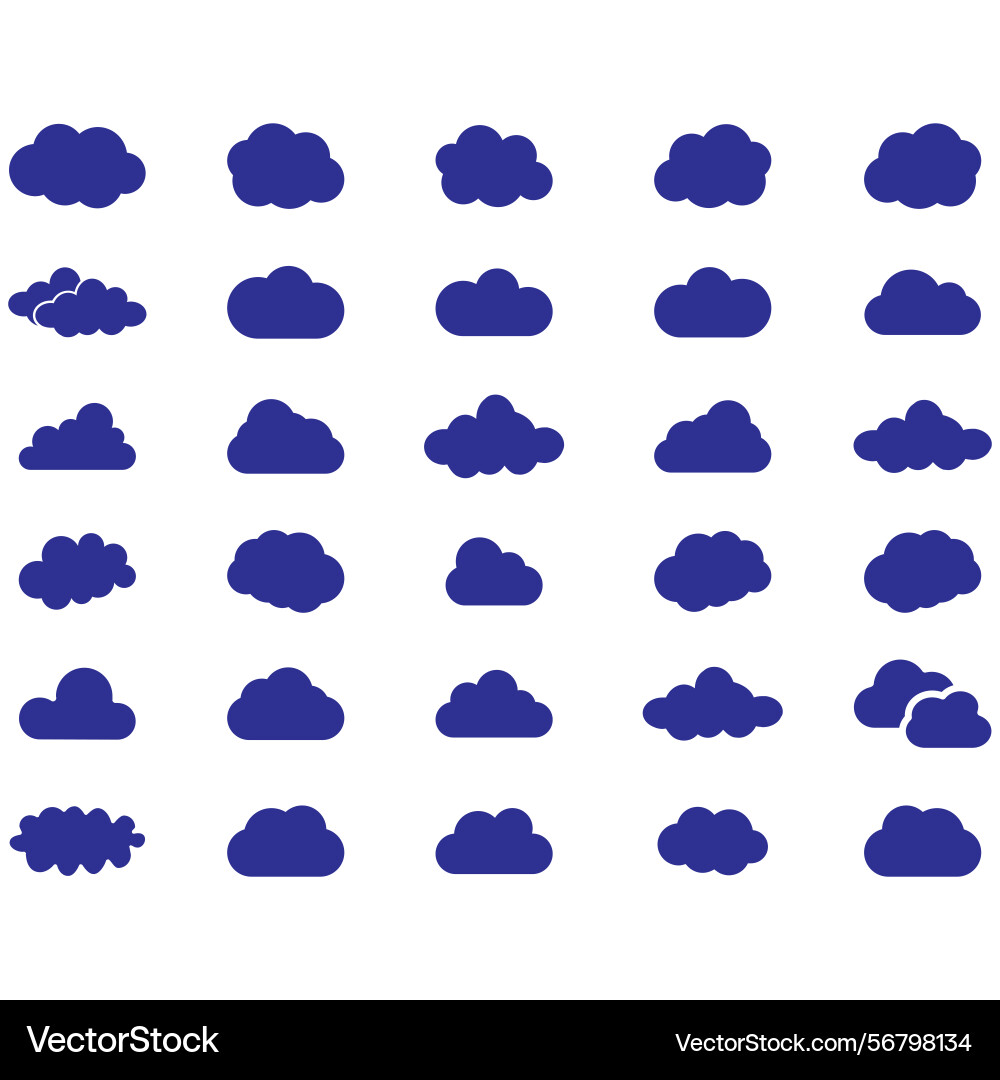 Clouds icons set of in different form Clouds icons set of in different form Vector Image