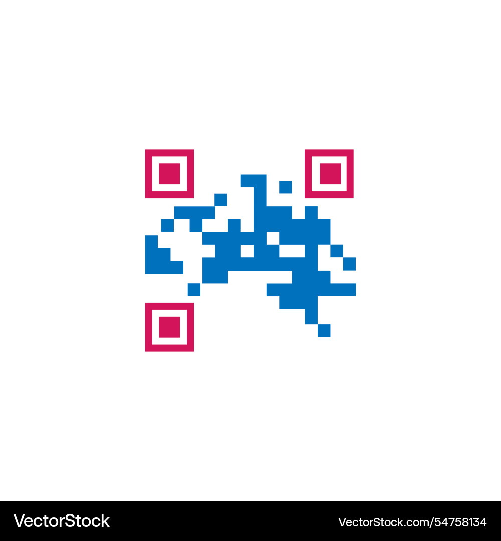 Digital qr code brain icon image logo vector image