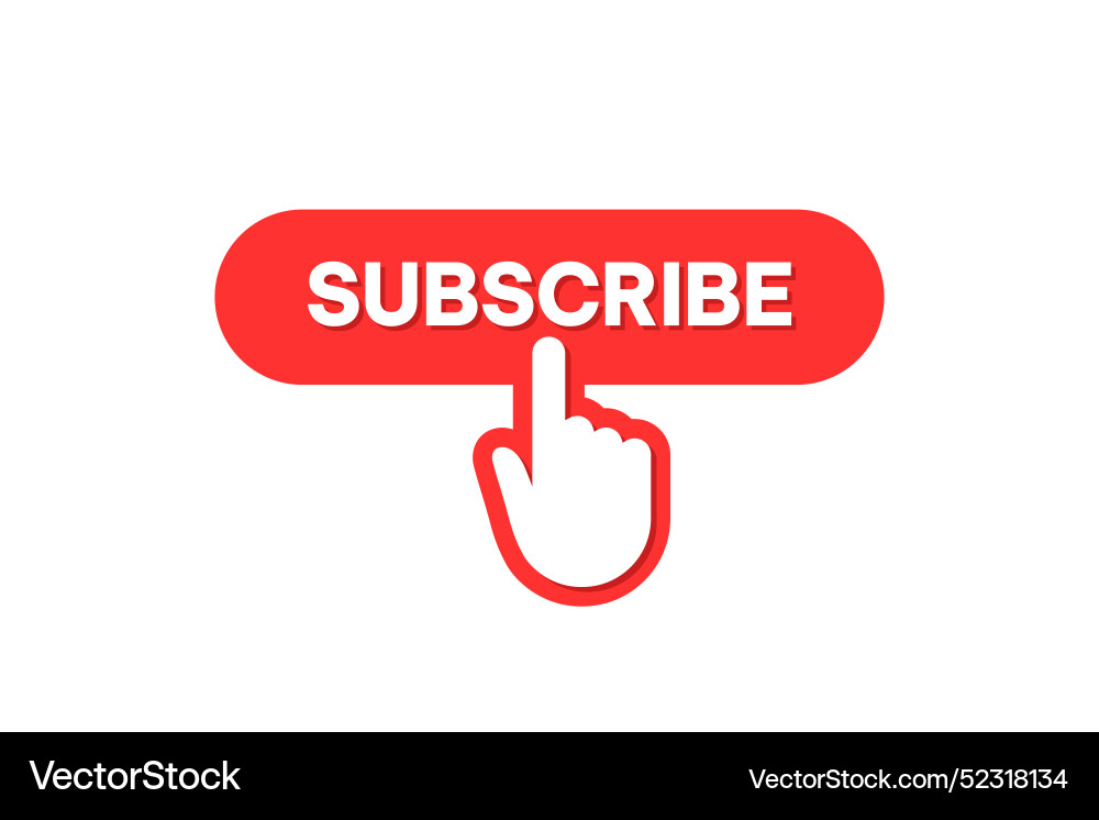 Subscribe red button with hand cursor vector image