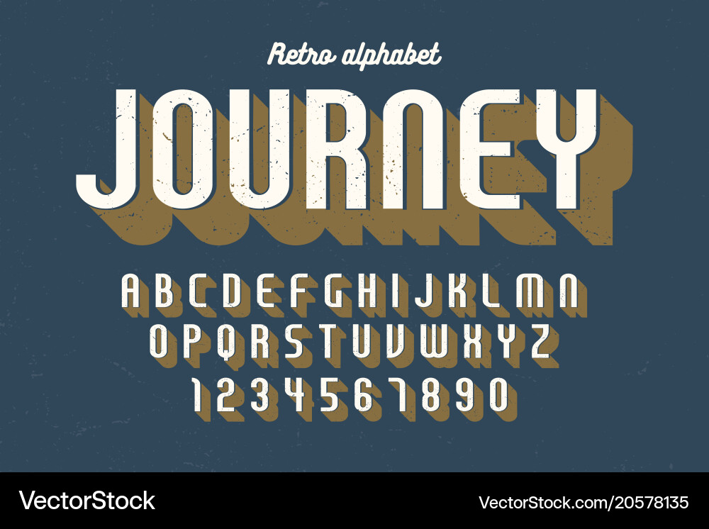 Condensed retro display font design alphabet vector image