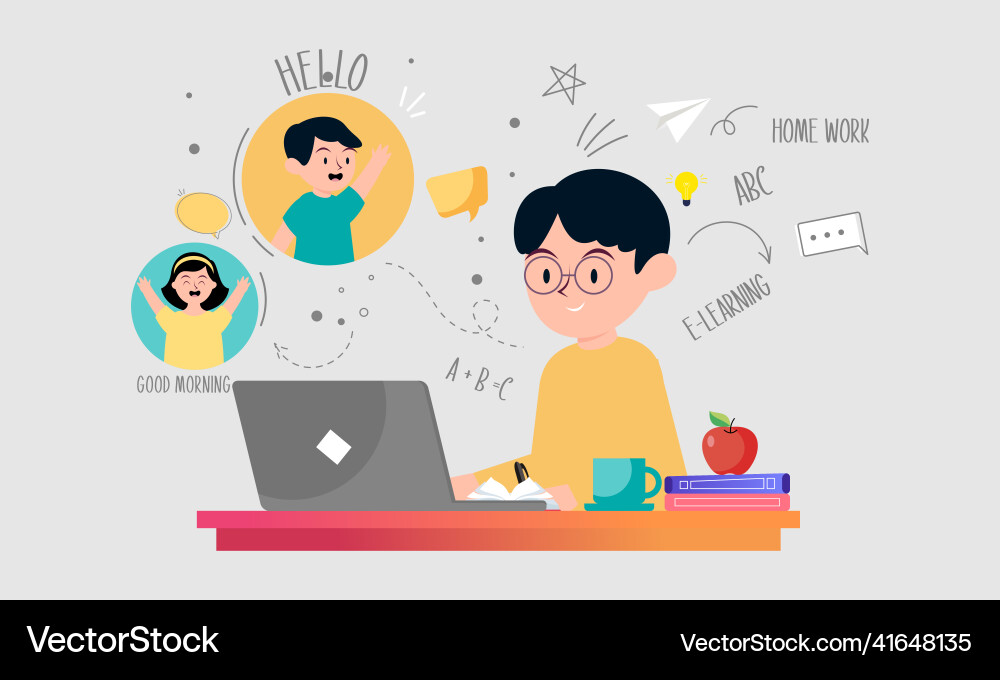 E-Learning Online-Bildungskonzept E-Learning Online-Bildungskonzept vektorbild