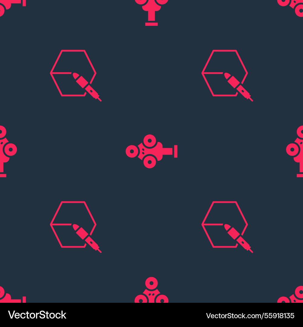 Set 3d pen tool and scanner on seamless pattern Set 3d pen tool and scanner on seamless pattern vector image