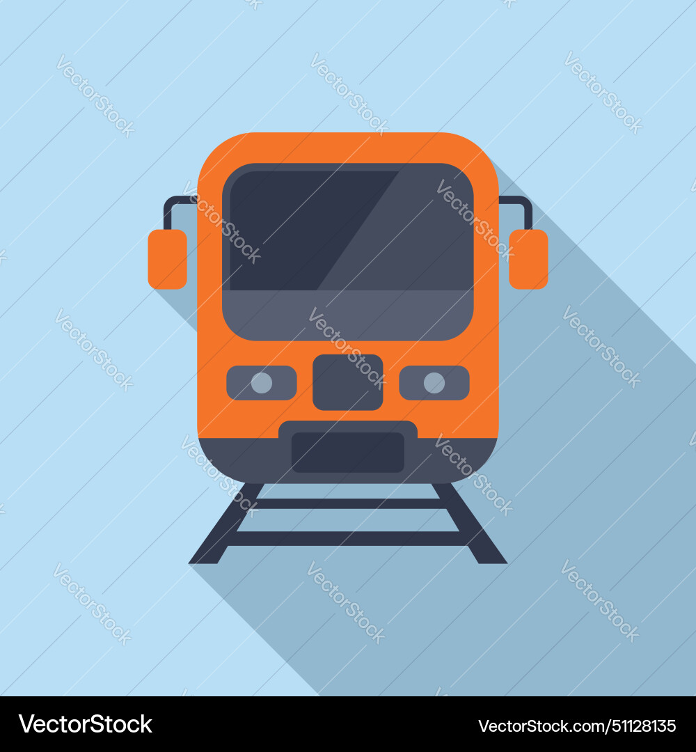 Train on rails icon flat railway crossing vector image