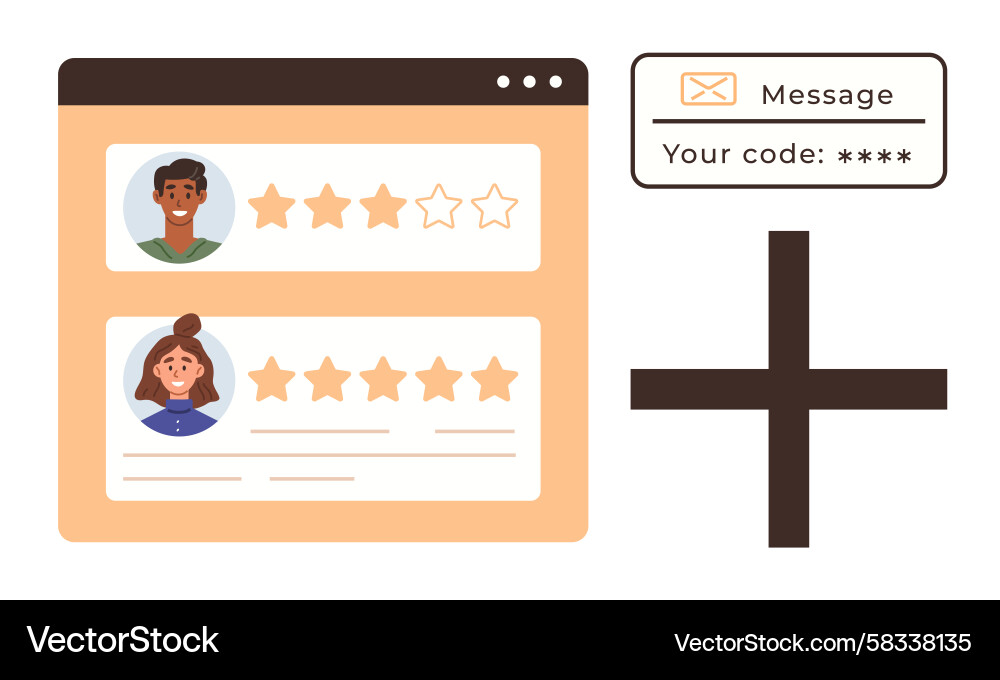 User Ratings & Secure Messaging Interface Vector Image