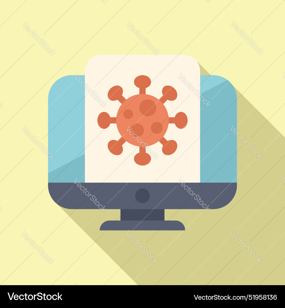 Computer showing virus on screen representing Vector Image