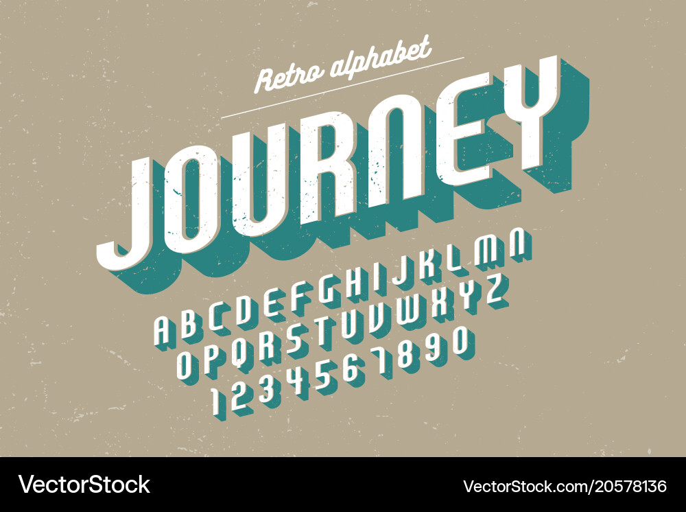 Condensed retro display font design alphabet Vector Image