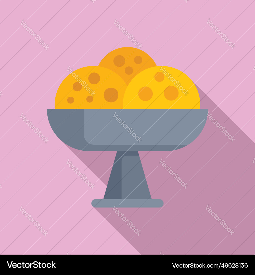 Cookies ice cream pot icon flat gelato Cookies ice cream pot icon flat gelato vector image