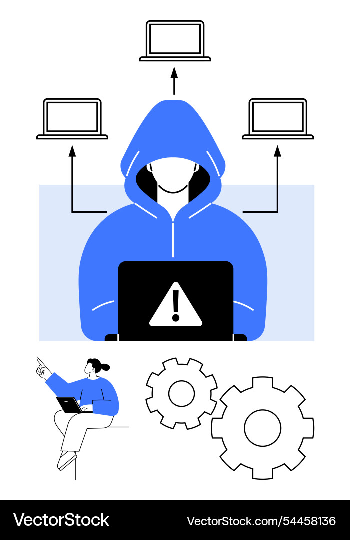Cybersecurity threat with hacker Cybersecurity threat with hacker Vector Image