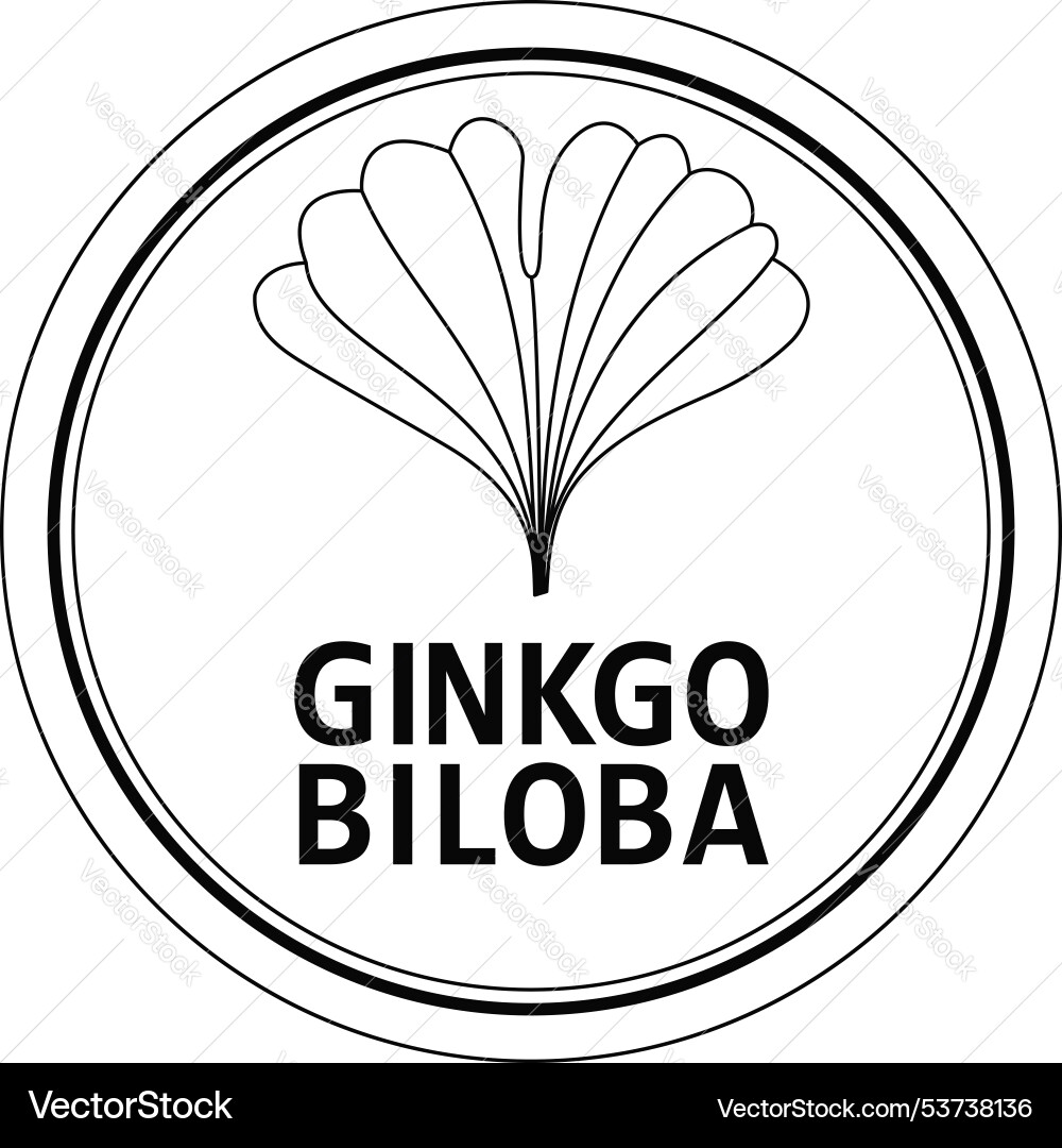 Ginkgo biloba leaf logo in round frame Ginkgo biloba leaf logo in round frame vector image