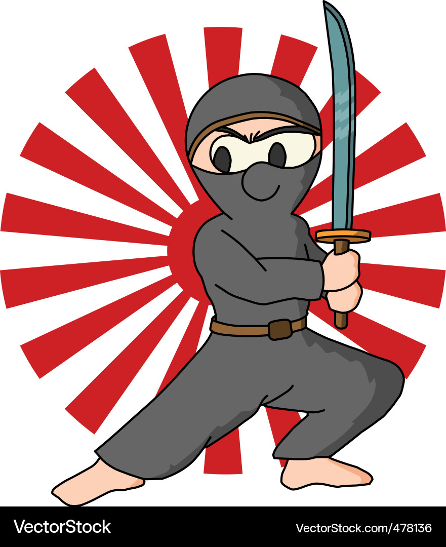 Japanese Ninja Rising Sun Vector Image