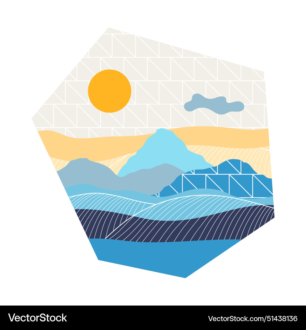 Landscape with mountains and hills natural scene Landscape with mountains and hills natural scene vector image