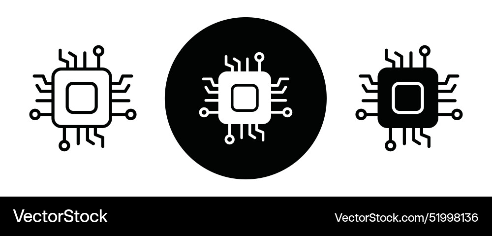 Processor outline icon collection or set vector image
