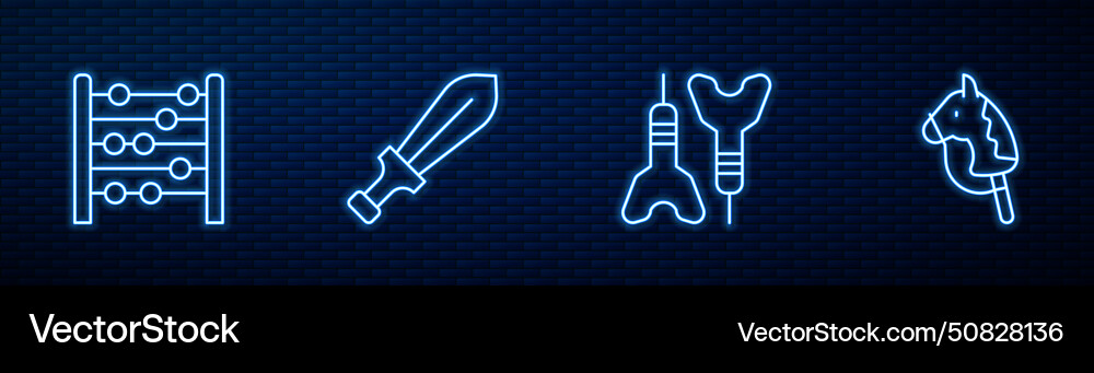 Set line dart arrow abacus sword toy Vector Image