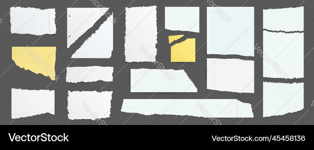 Torn notebook paper pages with ripped edges Vector Image