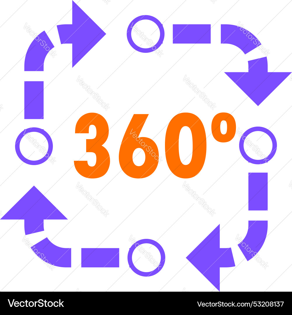 360 degrees angle showing continuous process 360 degrees angle showing continuous process vector image