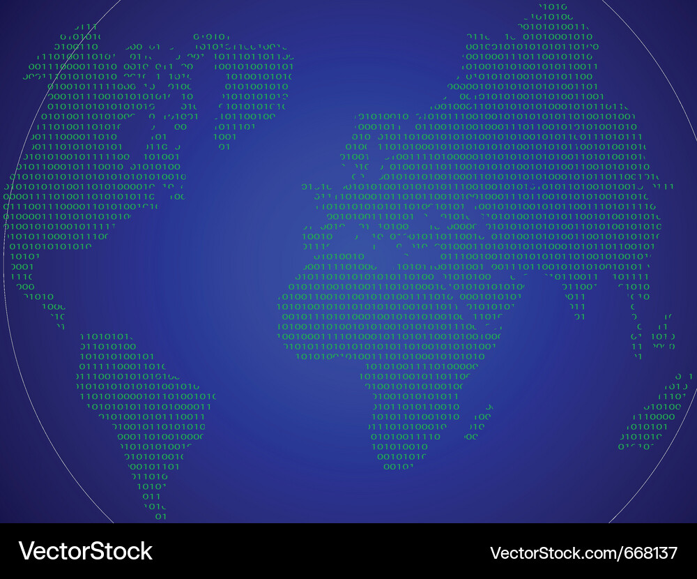 Abstract world map made in the form of binary code Vector Image