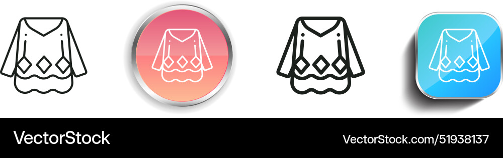 Blouse icon thin linear regular and button style vector image