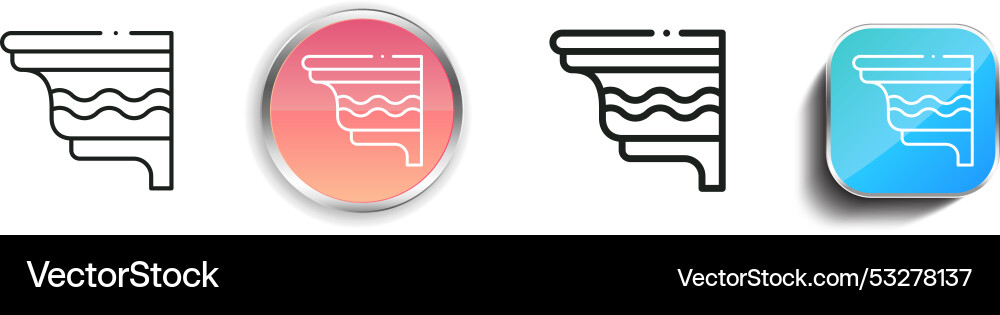 Cornice icon thin linear regular and button style Cornice icon thin linear regular and button style Vector Image
