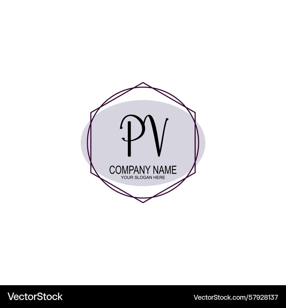 Handwriting logo concepts with initial pv Vector Image