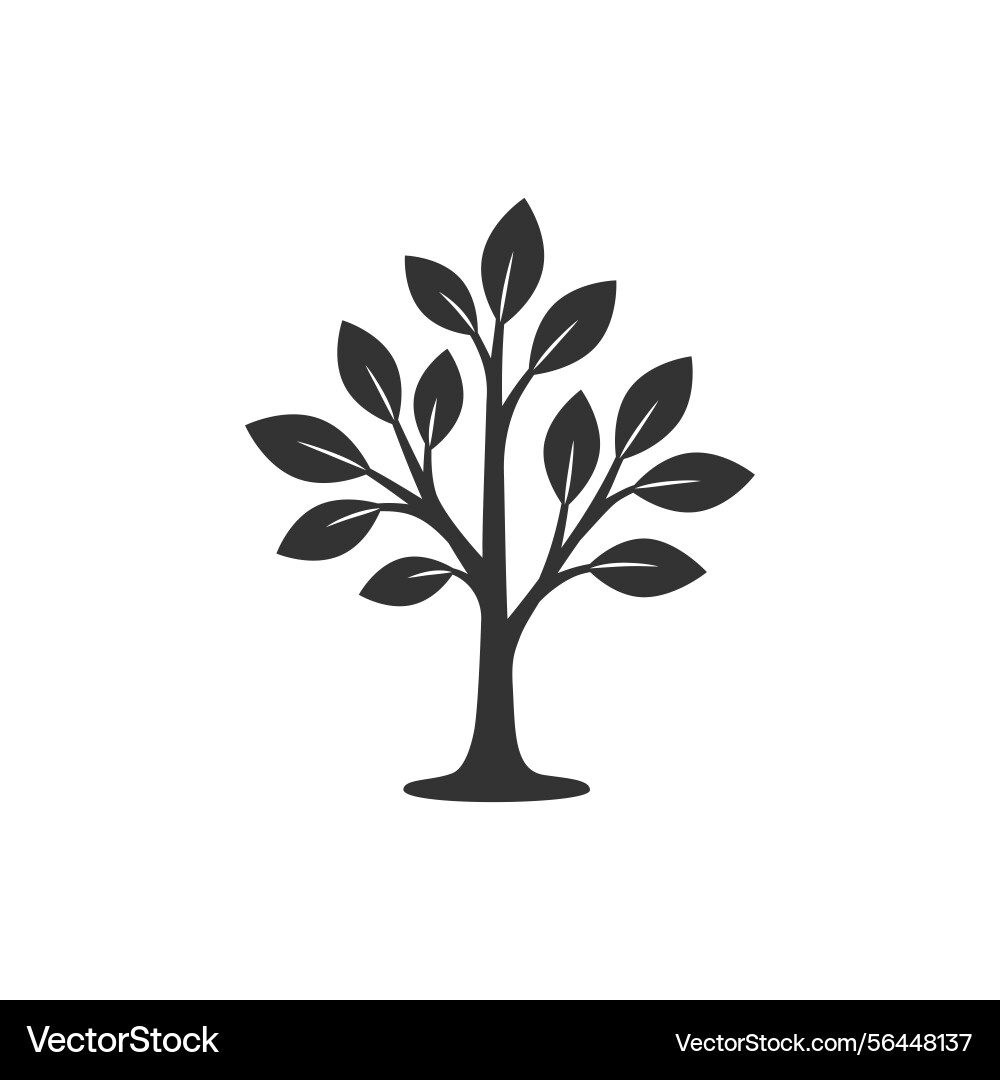 Minimal black tree icon with multiple leaves vector image