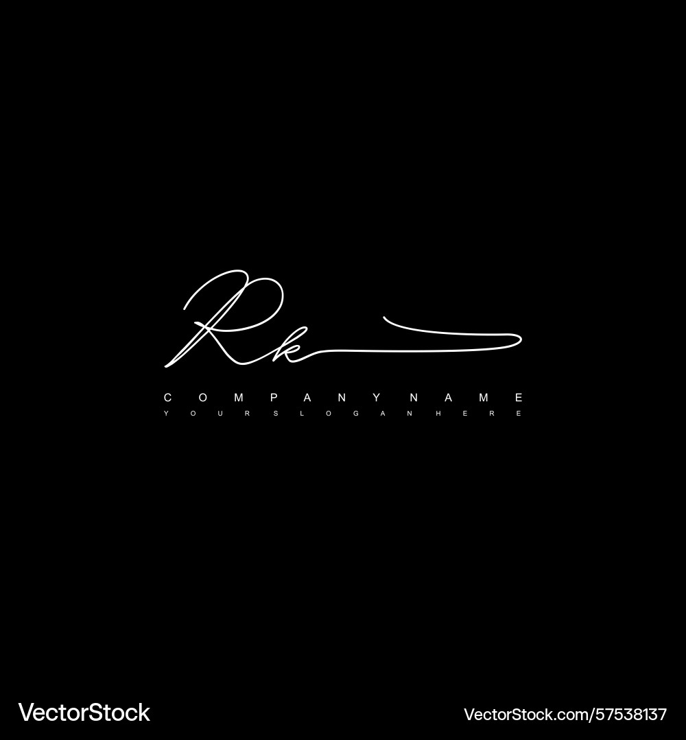 Minimal signature logo design with rk initials Vector Image