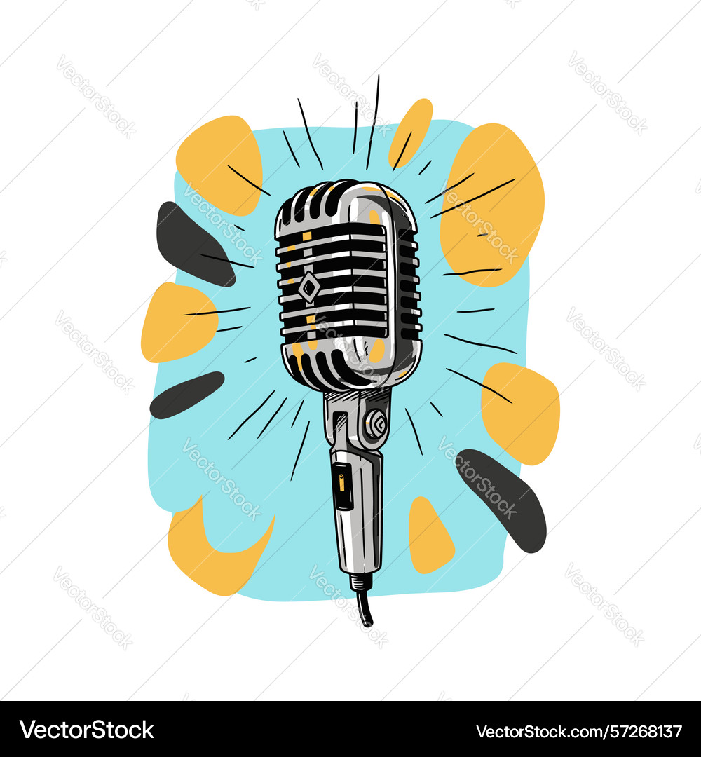 Retro microphone with abstract shapes and light Retro microphone with abstract shapes and light Vector Image