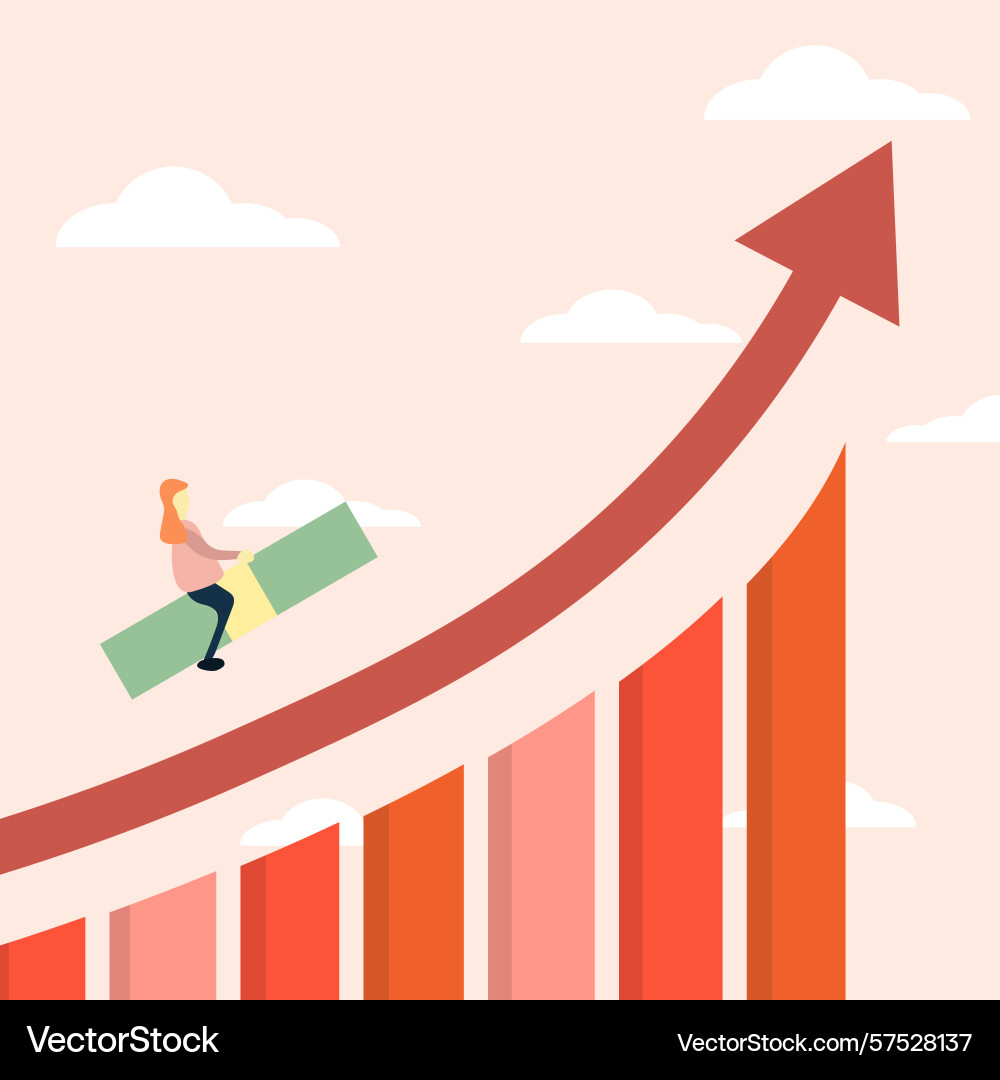 Rising bar graph and upward arrow Vector Image