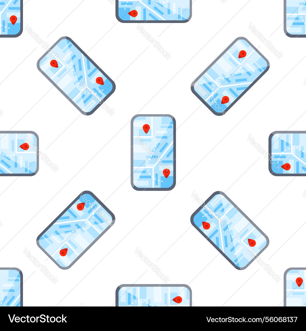 Seamless pattern of smartphone displaying map Seamless pattern of smartphone displaying map vector image