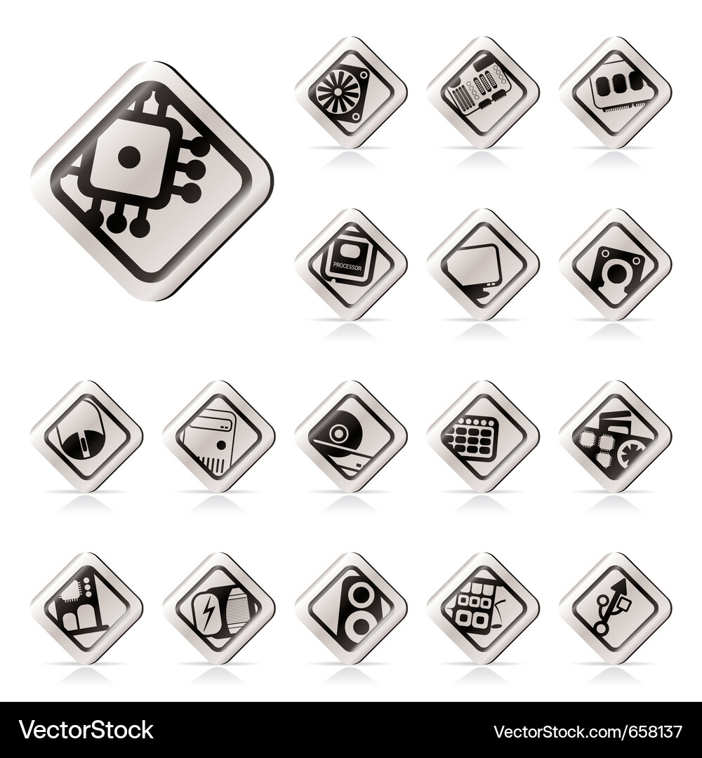 Simple computer performance and equipment icons Vector Image