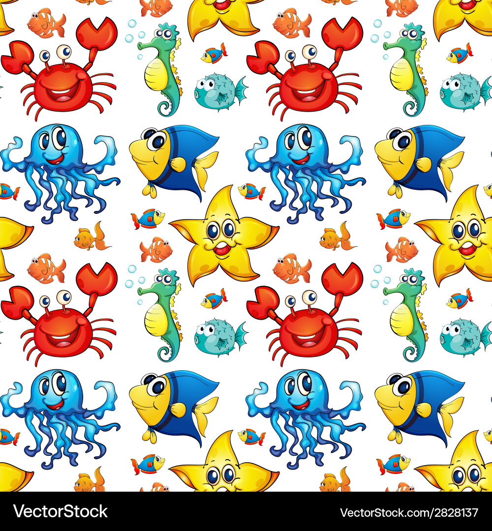 Underwater Sea Animal Pattern Vector Image