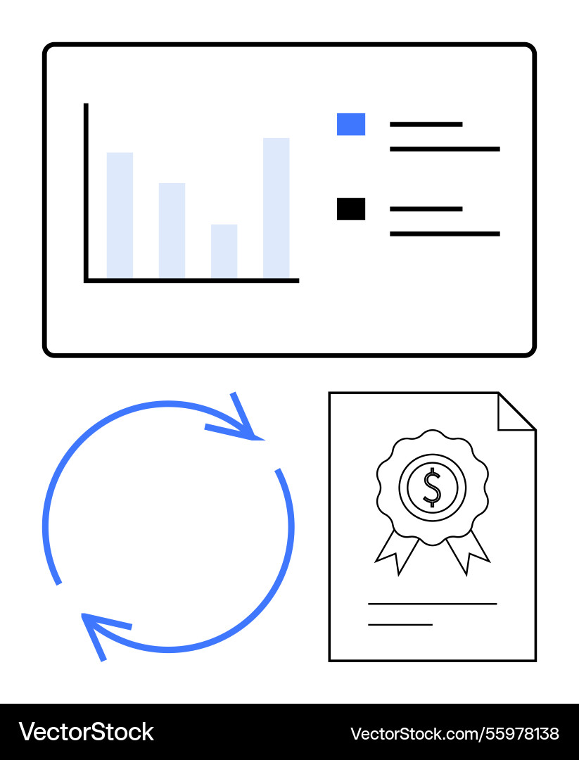 Business process optimization cycle with data Business process optimization cycle with data vector image