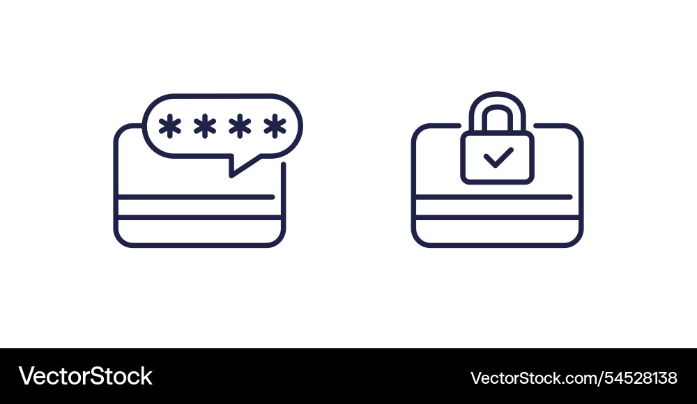 Card pin code icon secure payment line Vector Image