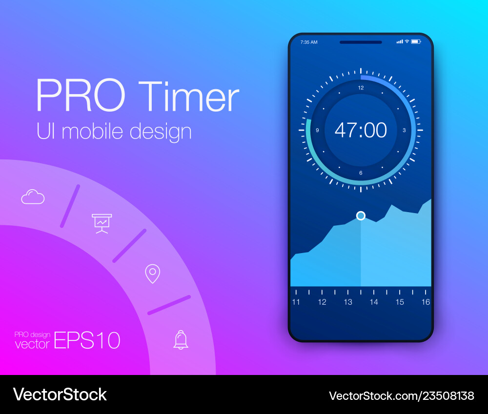 Clock application ui design concept eps 10 Clock application ui design concept eps 10 vector image