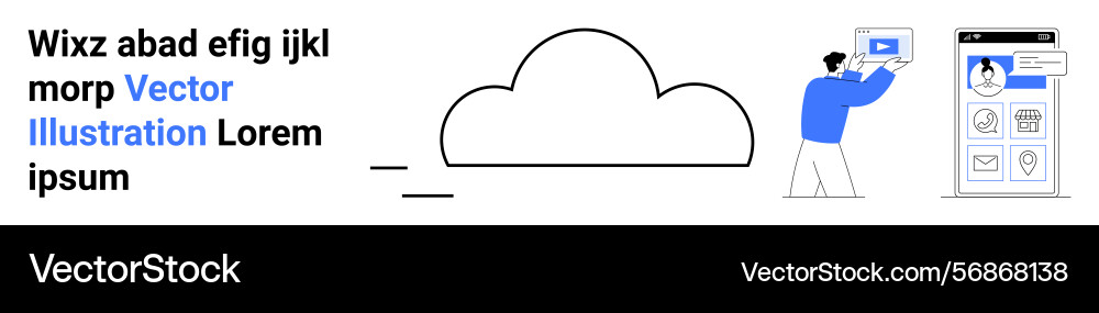 Cloud data upload with user profile interface vector image