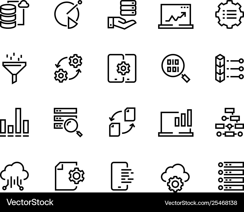 Data Analytics Line Icons Vector Image
