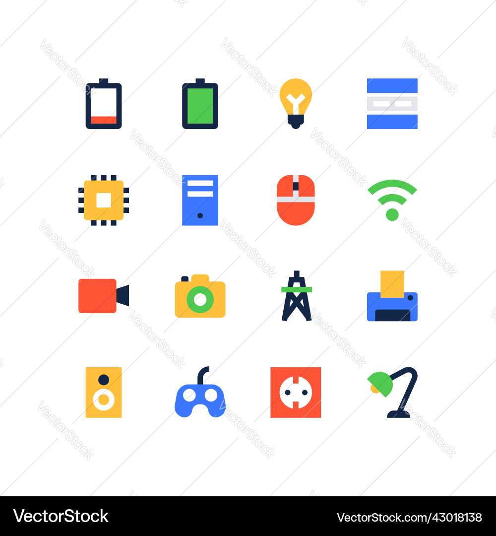 Electronics and online application - set of flat Electronics and online application - set of flat vector image