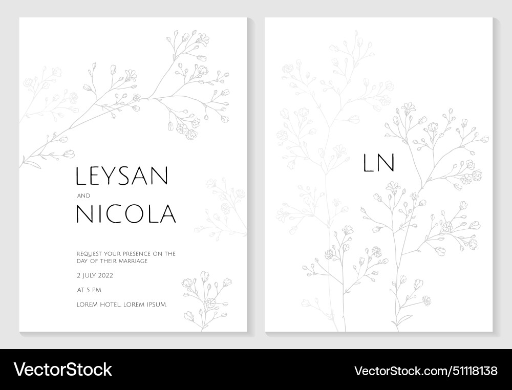 Elegant Gypsophila Wedding Invitation Vector Image
