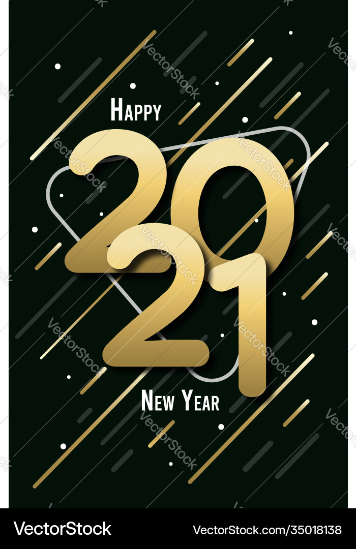 Happy new year 2021 luxury shape golden card vector image