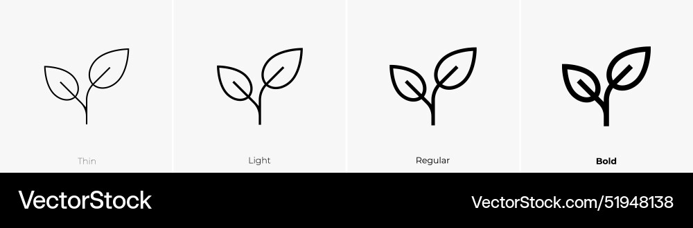 Leaf icon thin light regular and bold style Vector Image