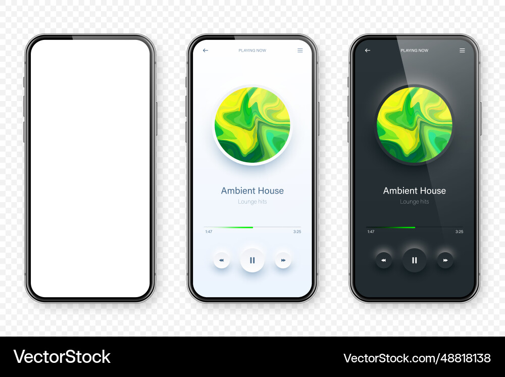 Online audio player user interface smartphone app Online audio player user interface smartphone app Vector Image