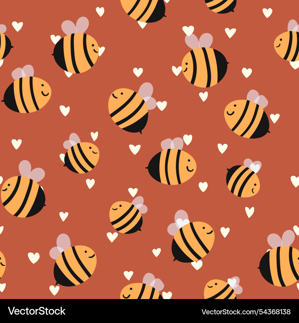 Seamless pattern with bees on color background Seamless pattern with bees on color background vector image