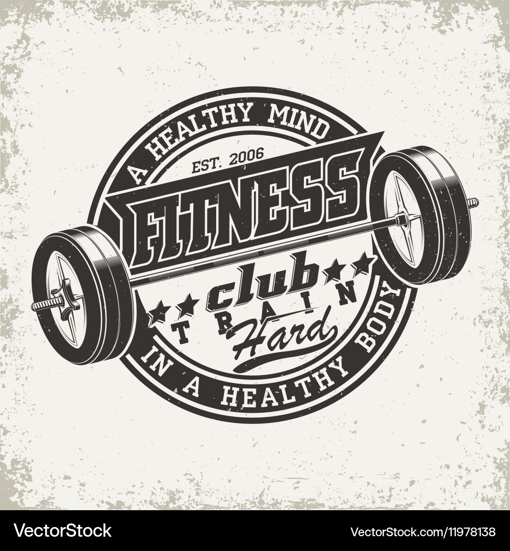 Vintage Fitness T-Shirt Graphic Vector Image